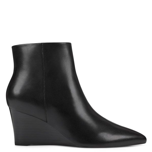 Nine West Carter Wedge Black Ankle Boots | South Africa 78L47-0B02